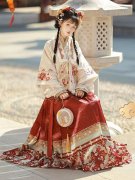 花鸟图案锦缎汉服套装｜